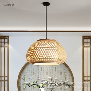 复古风格 饰灯饰 吊灯罩仿古宫灯手工编织竹编吊灯罩景点客栈装