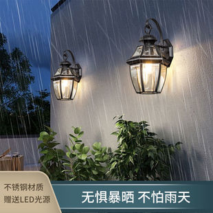 户外室外壁灯不锈钢防水别墅庭院大门灯阳台照明家用黑色墙灯新款