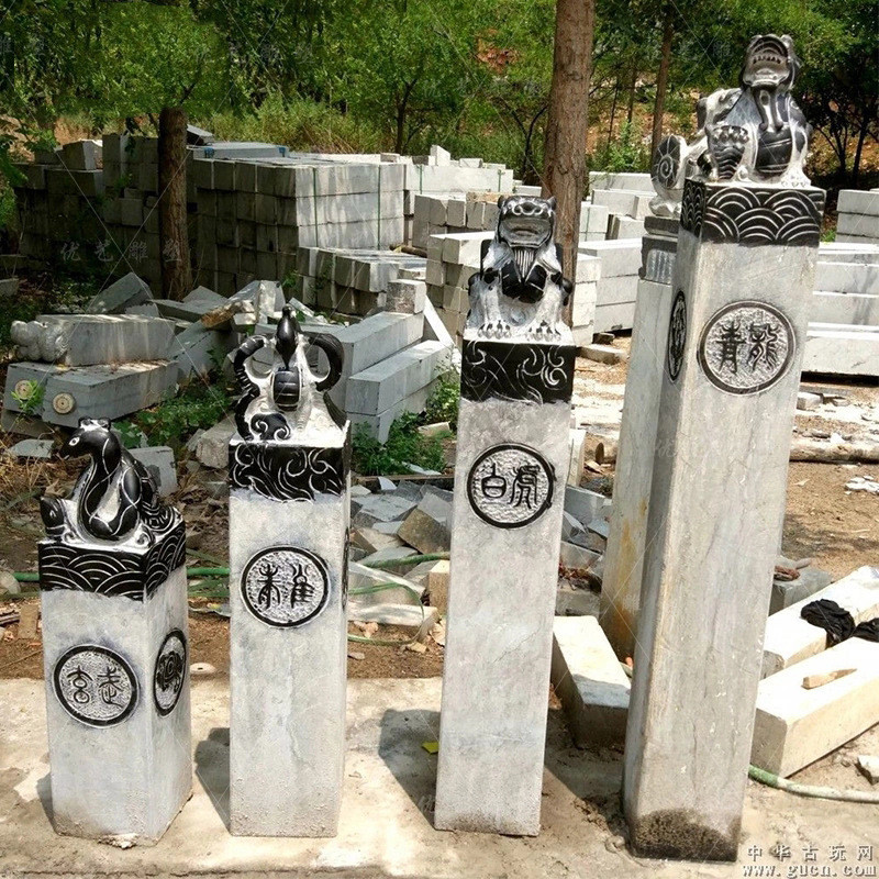 青龙白虎朱雀玄武仿古石雕拴马桩现货青石雕刻石材拴马桩