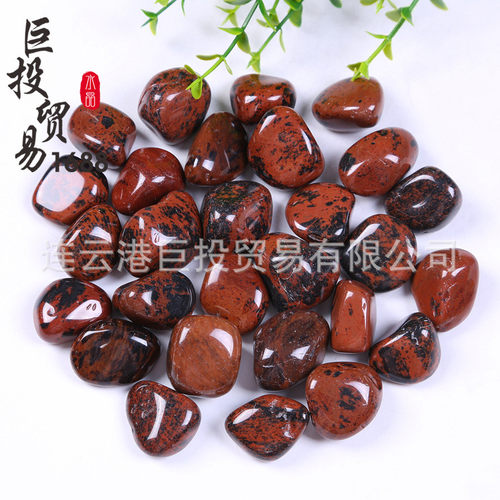 热销天然石曜红随形大颗粒碎石摆件厂家批发供应金天鹅滚石鱼缸石