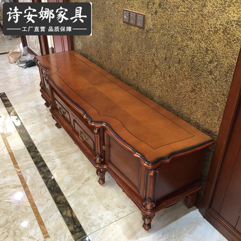 热销欧式客厅电视柜实木雕花地柜新装饰柜古典茶几组合视听柜酒柜