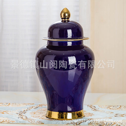 热销花瓶现代陶瓷罐新中式花器摆件客厅样板房电视柜插花软装饰罐