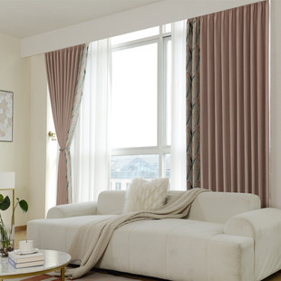 热销海宁许村窗帘全遮光岚图雪尼尔韩打孔褶高温定型日式轻奢奶油