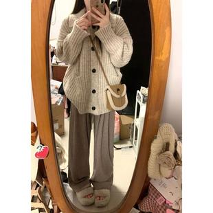 毛衣女外套春秋装 高货速发韩系慵懒风高领开衫 高级感宽松软糯针织