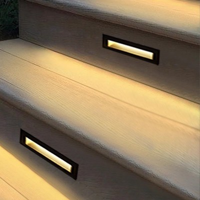 嵌入式横装地脚灯接电户室外12瓦200m庭院过道台阶踏步楼梯感应灯