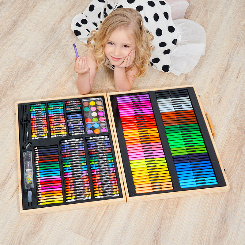 251木盒装水彩笔绘画套装儿童logo生日礼品可水洗彩笔 小学生打印