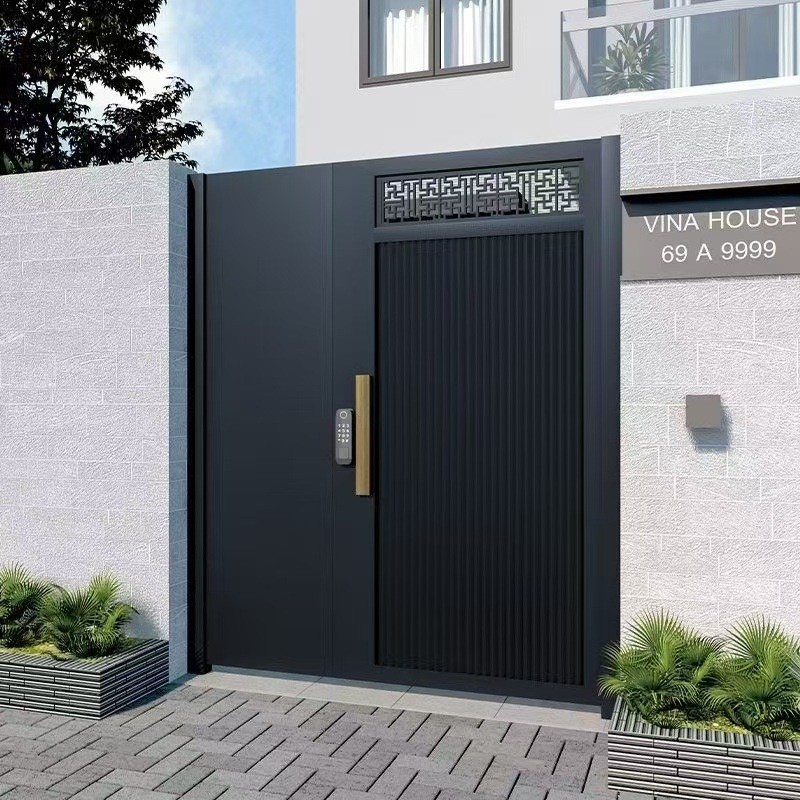 热销铝艺大门自建房庭院入户大门大门花园双开门新中式铝合金别墅
