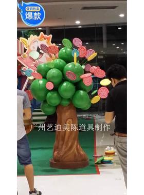 棒棒糖铁艺新款圣诞树仿真雕刻制作泡沫节日主题场景布置广告美陈