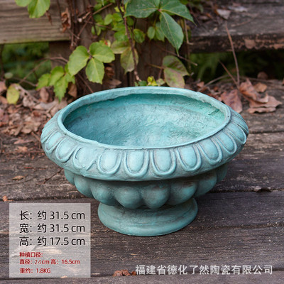 创意罗马柱高脚杯花园欧式旧摆件复古做落地庭院装饰花盆底座批发