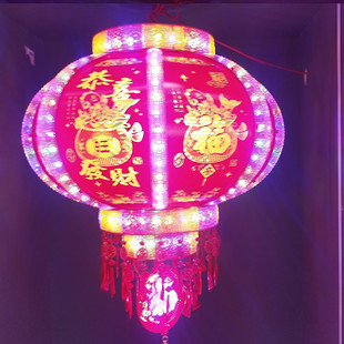 新款旋转灯笼七彩led走马灯阳台大门口阳台宫灯挂饰新年春节装饰