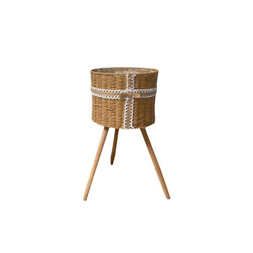 北欧花架藤编客厅草编阳台植物花盆竹编落地式室内花篮架子编织