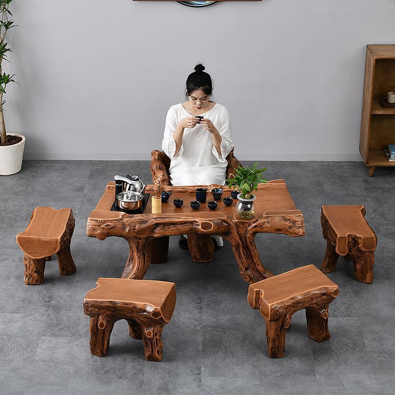 热销仿根雕茶桌椅组合茶具套装一体阳台家用新中式泡茶台现代简约