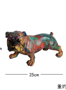 创意北欧炫彩狗摆件水转印吉娃娃狗工艺品家居客厅电视柜装饰