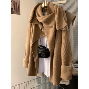 胖妹妹秋冬季大码斗篷式披肩毛衣女设计感小众宽松气质潮