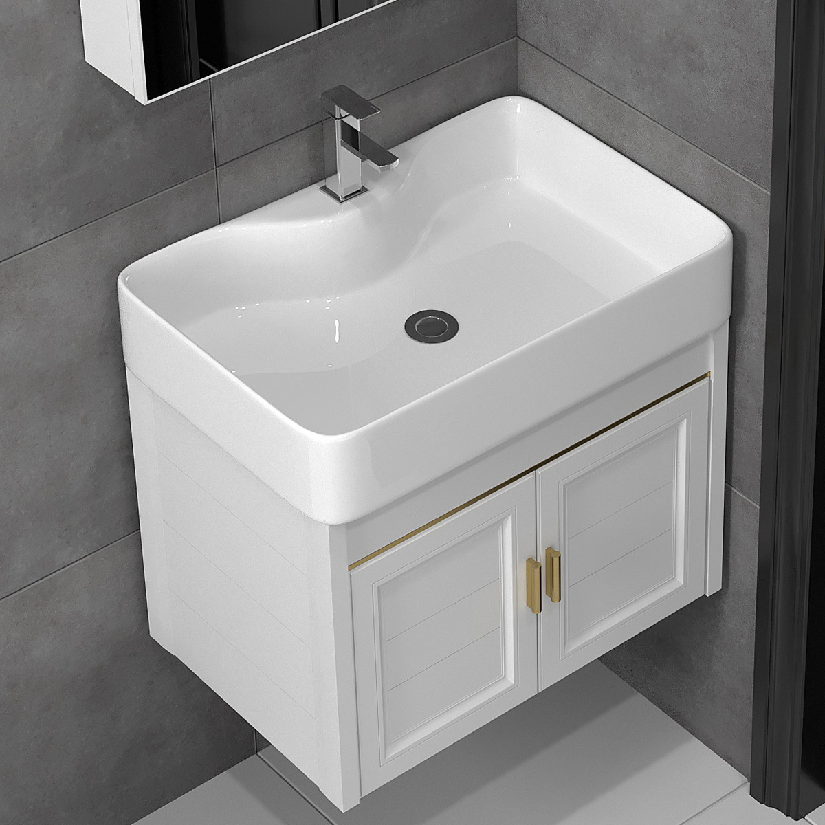 小户型防水窄长浴室柜组合迷你洗手洗脸盆卫生间小洗漱台面盆