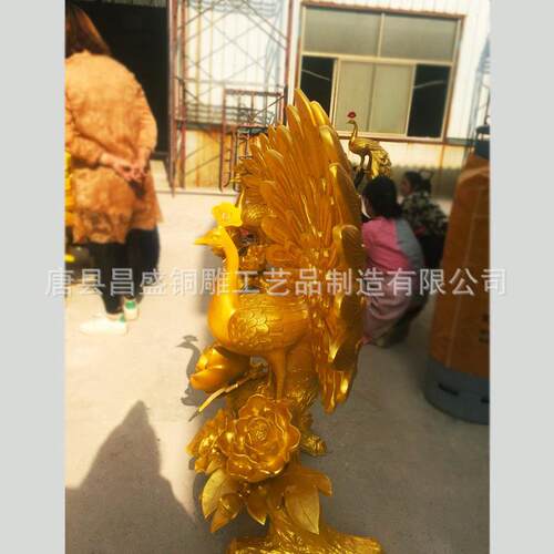 热销厂家孔雀现货动物铜雕铜制作孔雀开屏富贵吉祥铜雕工艺品爆品
