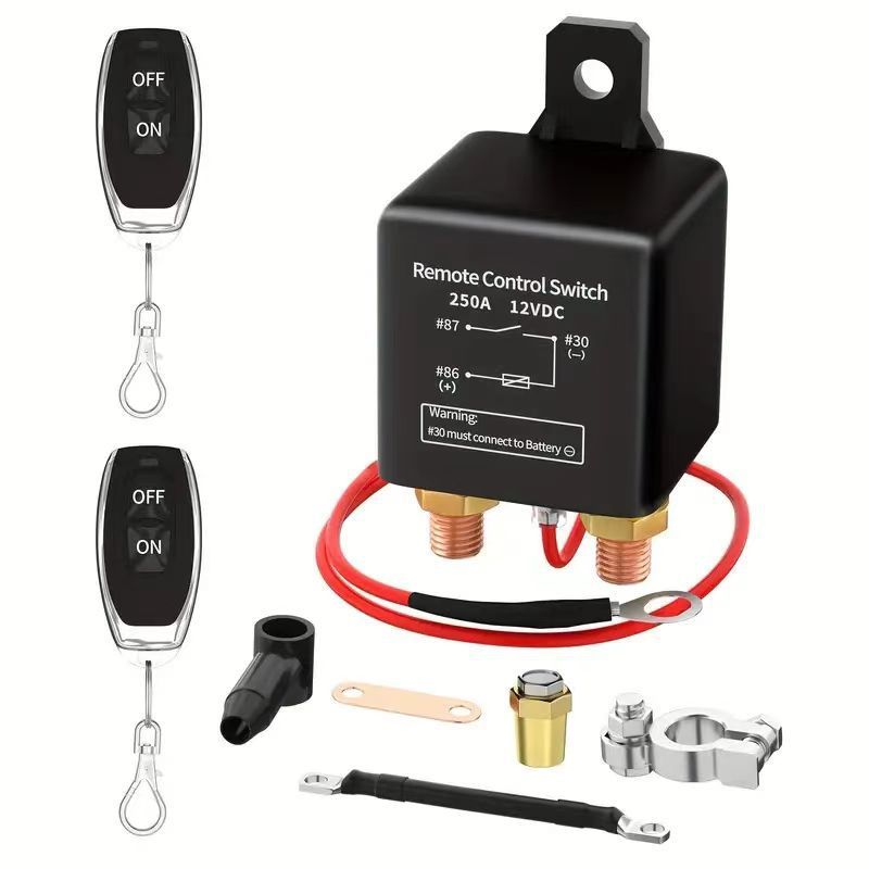 汽车电瓶漏电跑电12V24V继电器电源保护车用遥控断电总开关