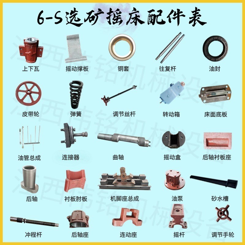 江西6S选矿摇床配件易损件上下瓦油管铜套连接器传动箱撑板油泵