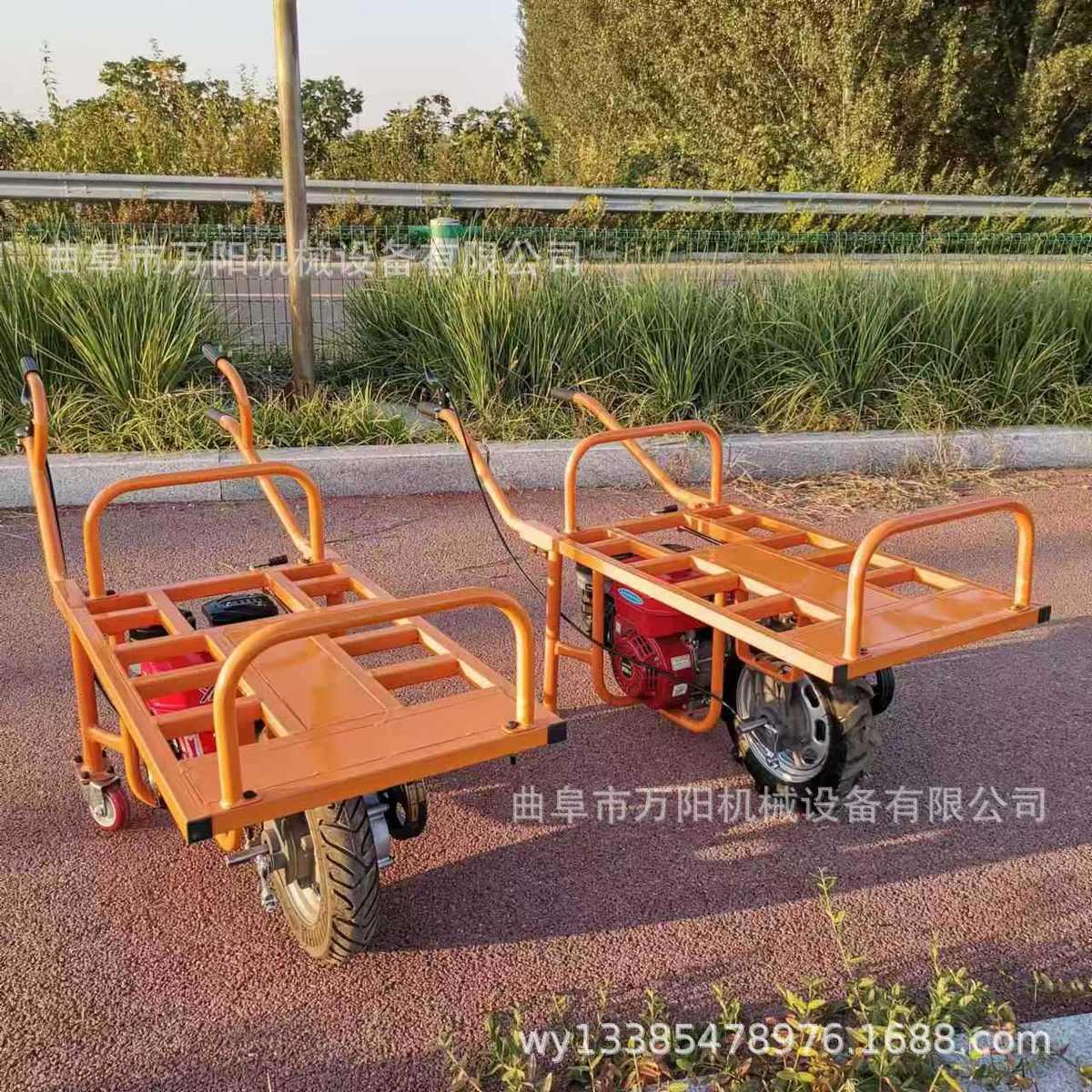 农用场清粪车手推平板拉砖车汽油手推车果园小推车