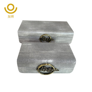 新中式样板房软装皮质收纳盒客厅卧室书柜古典创意家居摆设盒子