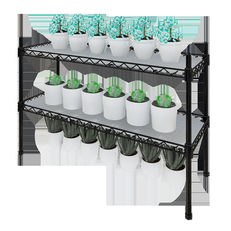 过道轮子防腐木香檀木两层架子阳台窗台黑色绿植多肉盆栽花架2层
