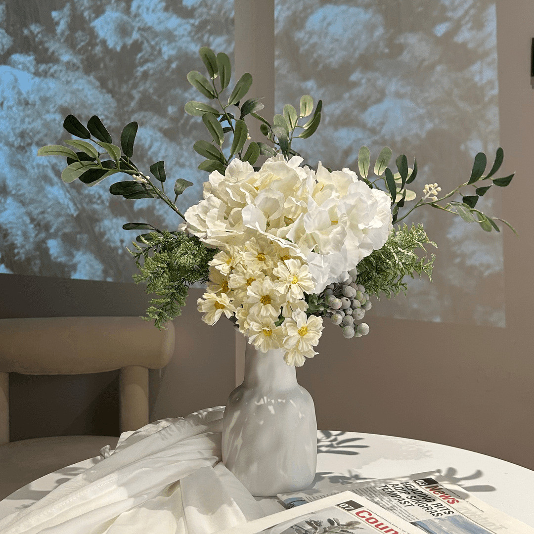 轻奢高档花束带花瓶绣球绿植仿真花绢花桌面客厅餐桌小众森系摆件
