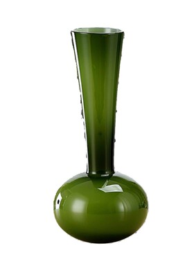 中古法式琉璃绿色长颈玻璃花瓶蝴蝶兰吊钟木醉马水培花器批发