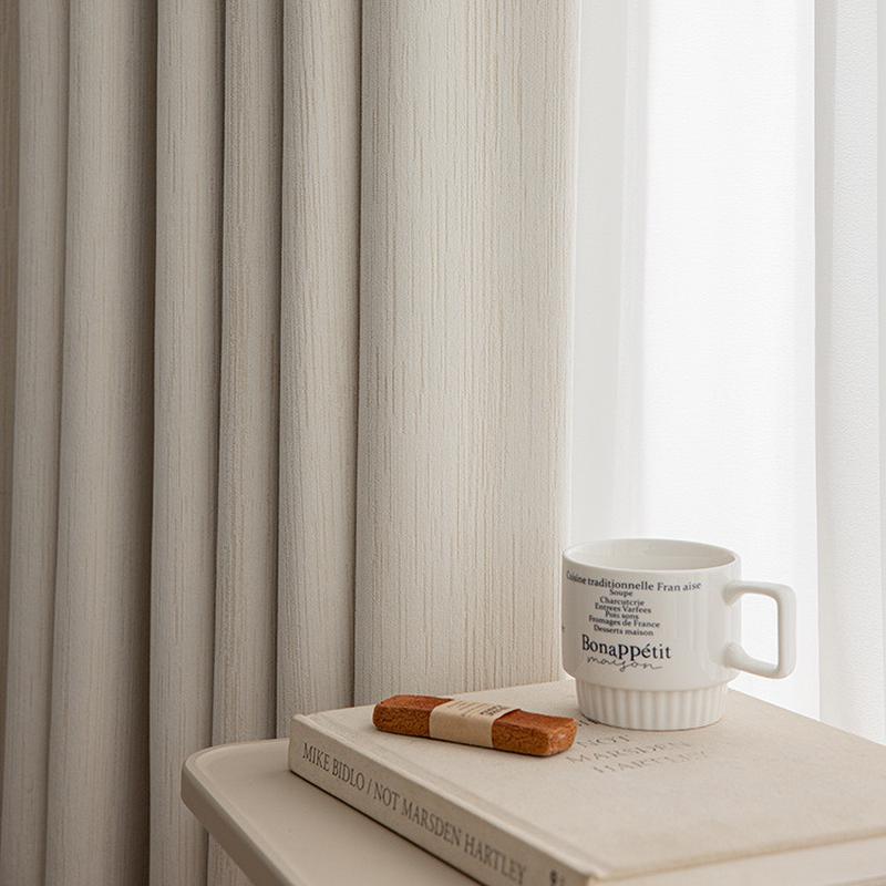 热销超柔雪尼尔窗帘沐风加厚奶油中古风简约客厅卧室儿童房遮光防