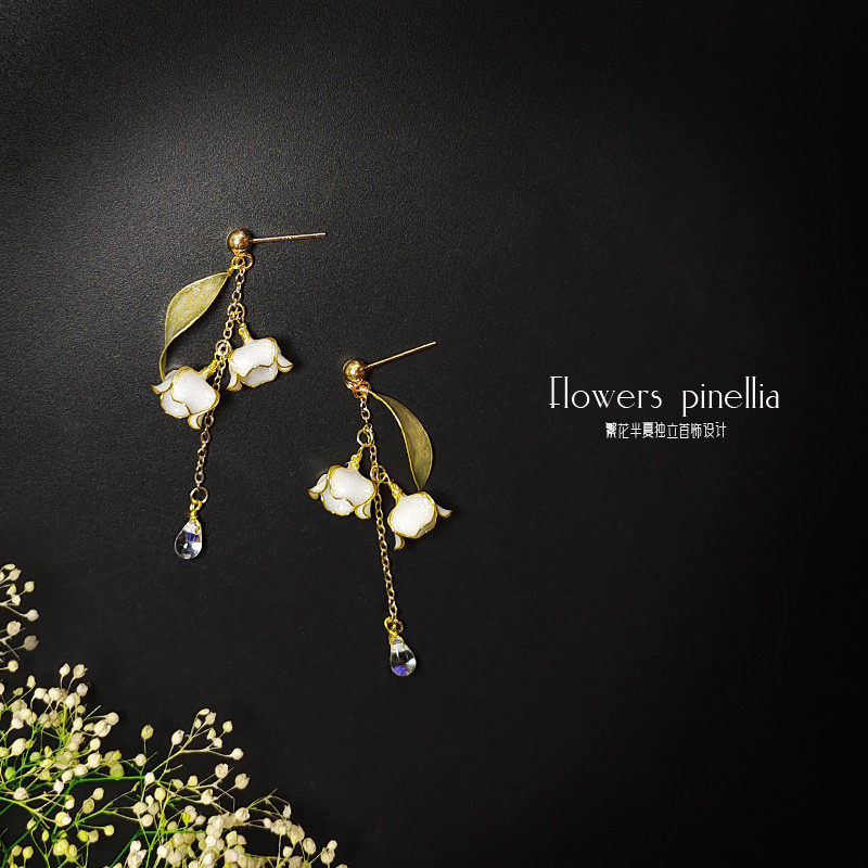 手工定制铃兰耳环花瓣花朵流苏耳夹耳饰不对称气质长款,饰品/流行首饰/时尚饰品新,耳环,淘宝优惠券,粉丝福利购,淘宝优惠卷