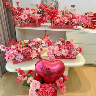 饰摆件 结婚浪漫婚礼布置花艺客厅卧室床头仿真花婚房桌面花束装