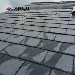 青石板瓦片天然石材瓦板黑色鱼鳞瓦石片板屋顶岩别墅复古瓦直销