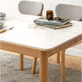 设计师实木橡木板餐桌椅组合北欧岩饭桌现代简约家用原木吃饭桌子