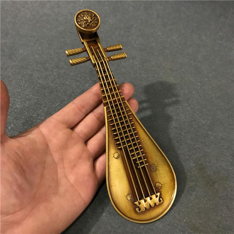 琵琶铜器仿古收藏品纯铜黄铜古玩型香插家居装饰吉他摆件批发