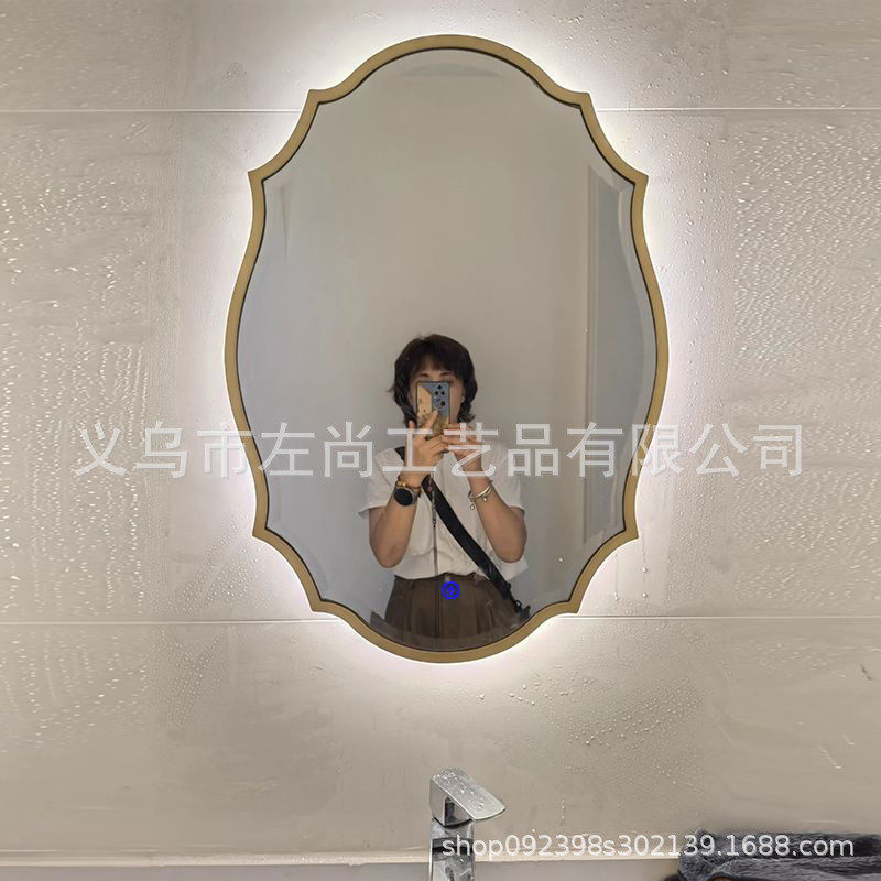 法式复古美式椭圆智能镜卫生间挂镜洗手台灯镜led欧式浴室镜子