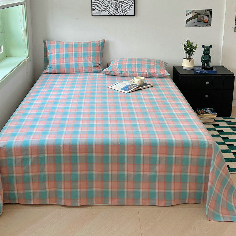 简约亲少女心全棉色织水洗棉单件床单枕套轻奢肤透气可机洗批发