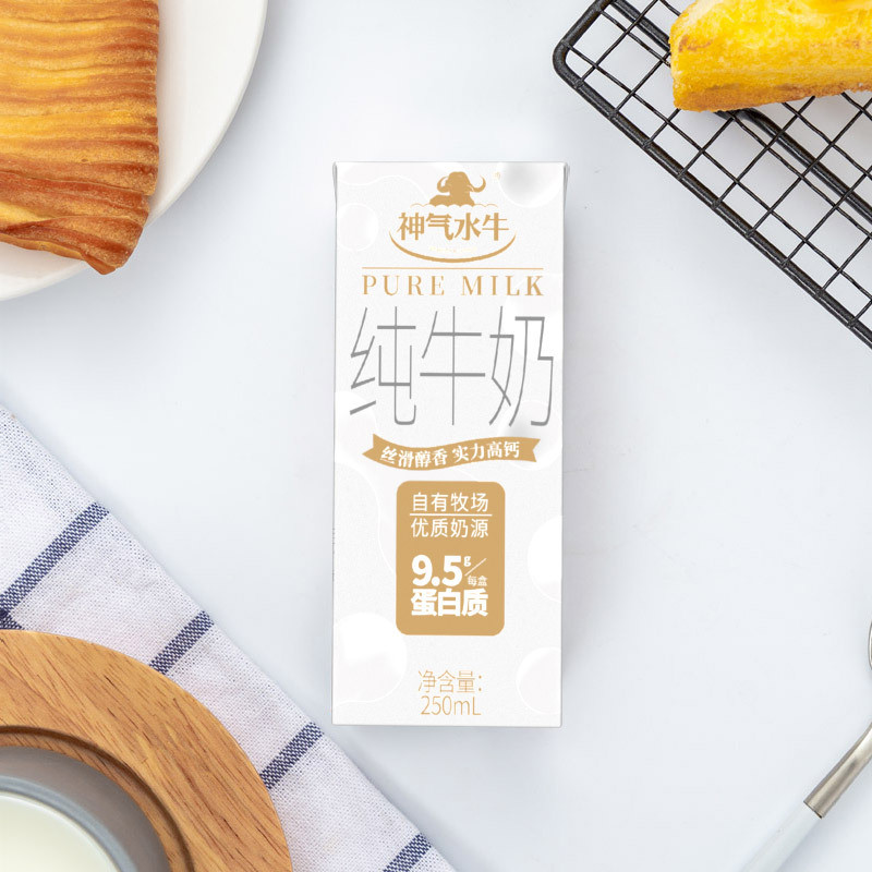 新日期神气水牛纯牛奶250ML*12盒皇氏乳业水牛奶儿童奶营养奶早一