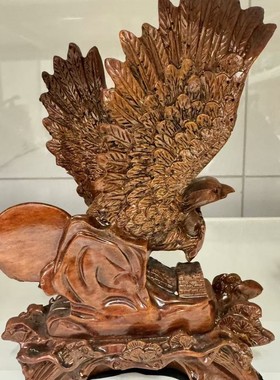 热销大展宏图老鹰树脂摆件仿客厅木雕花梨办公室摆设装饰新居送礼
