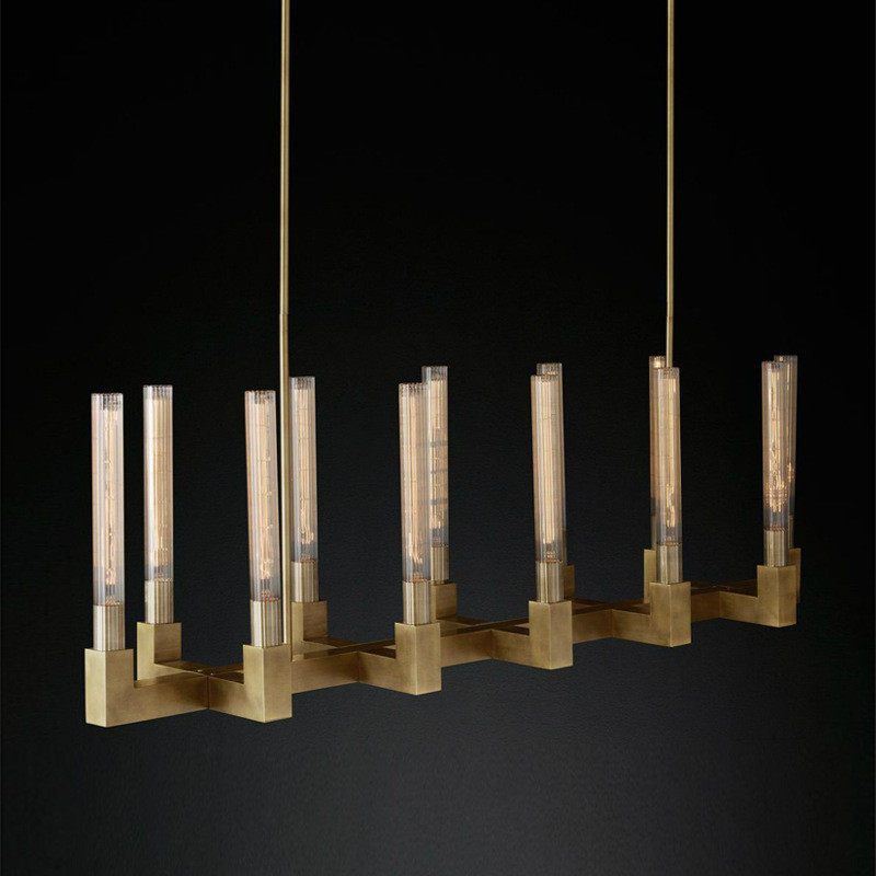 rh全铜美式简约吊灯客厅设计师酒店工程样板房创意餐厅个性长吊灯