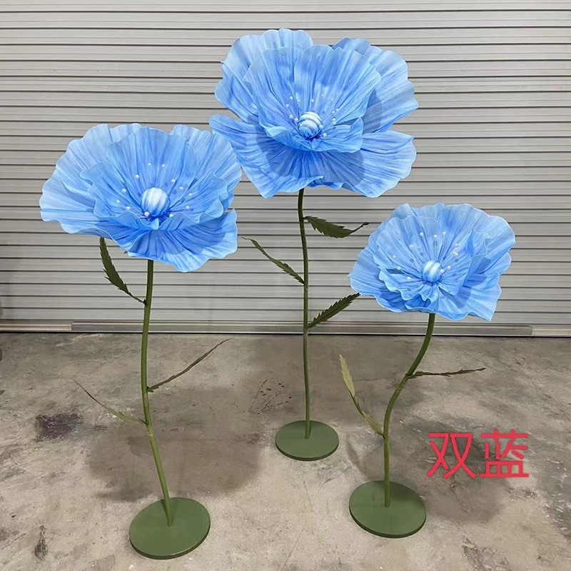 新款婚礼装饰路引花橱窗装饰婚庆道具手工泡沫花手绘花网花透明花