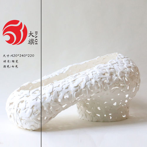 热销现代花瓶摆件家居软装白色陶瓷手工艺术样板房别墅酒店装饰品