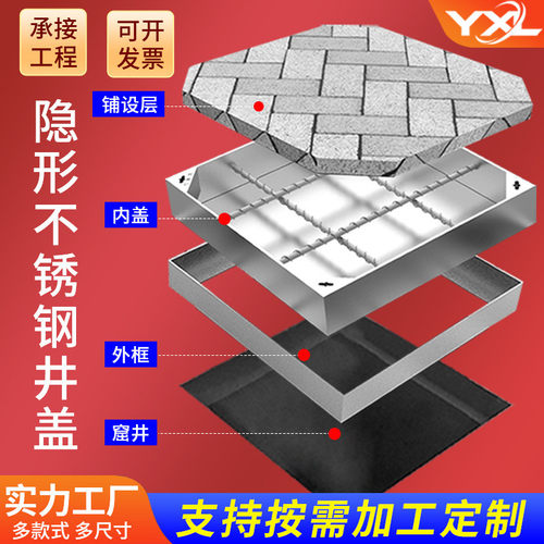 800不锈钢隐形井盖304装饰方形201电力雨水盖板不锈钢井盖厂家