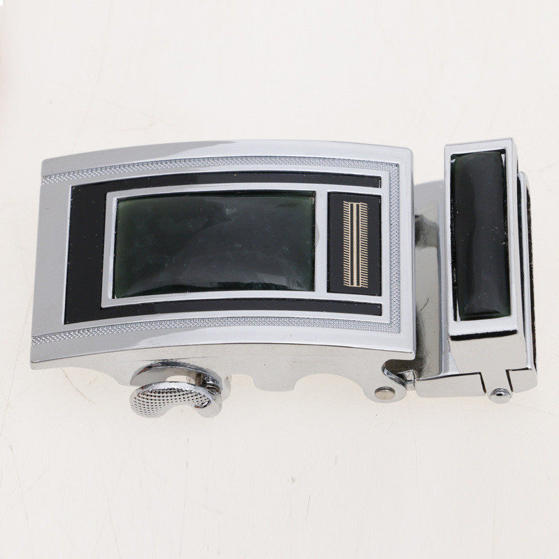 商务男士价格腰带实心齿轮长度可调墨玉镶嵌泰山撑腰压花