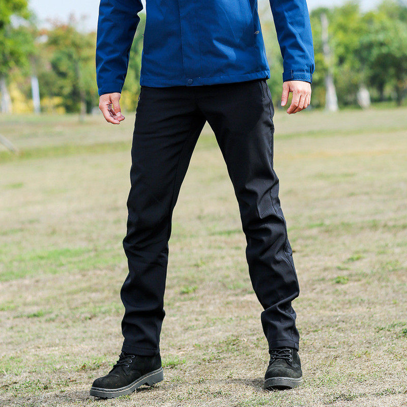 户外透气四面弹力软壳抓绒裤加厚保暖大码防水冲锋裤男耐磨秋冬季
