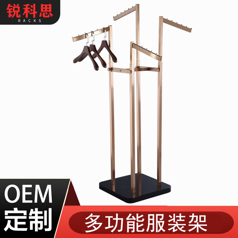 服装店不锈钢升降落地式中岛架 服饰包包陈列展架升降式陈列货架