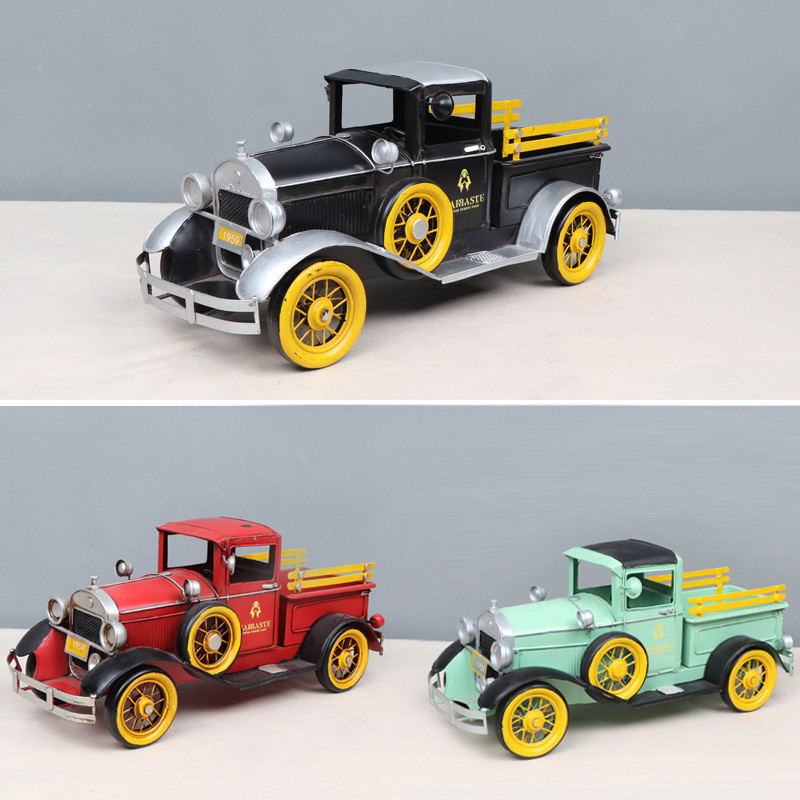 热销复古老爷车模型摆件金属客厅车店铺装饰摆设道具家居仿真怀旧