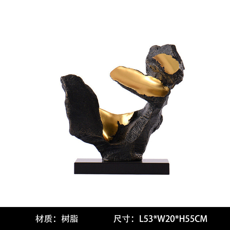 新中式大型几何抽象雕塑玻璃钢摆件现代树脂艺术品样板房酒店装饰