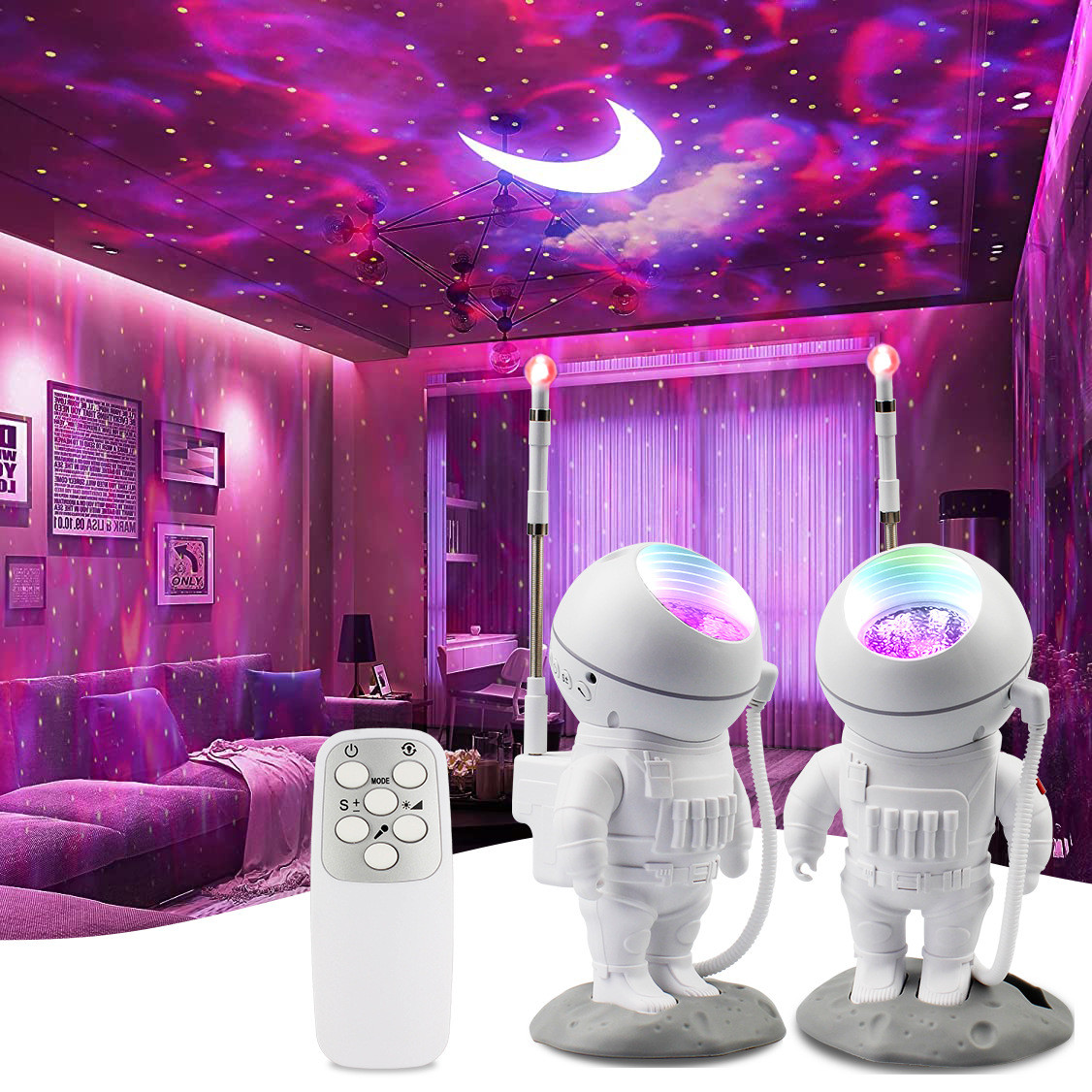 博浪宇航员星空投影灯太空人星空小夜灯