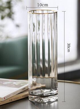 百合创意轻奢透明花瓶水养富贵竹北欧简约玻璃插花瓶客厅餐桌摆件