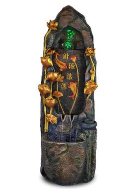 假山流水工艺品鲤鱼戏莲图鱼福意境微景观山水摆件现代家居装饰品