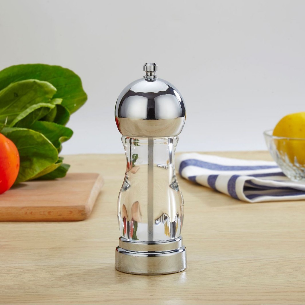 2024logo圆头胡椒磨亚克力厨房烧烤手动研磨器厨房用品可激光新款